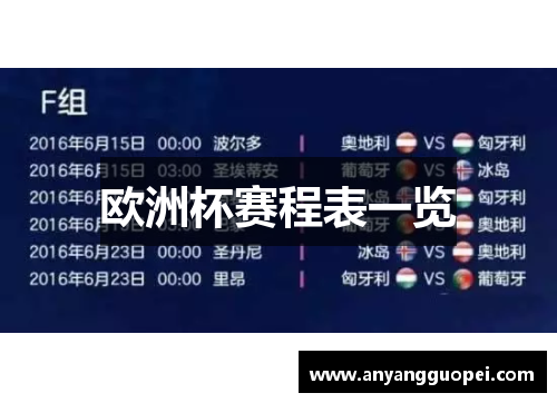 欧洲杯赛程表一览